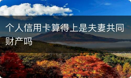 个人信用卡算得上是夫妻共同财产吗