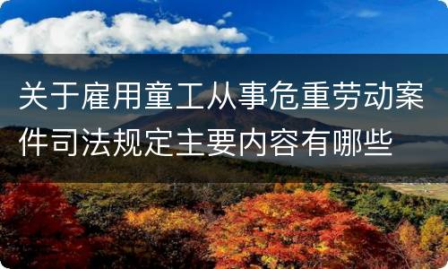 关于雇用童工从事危重劳动案件司法规定主要内容有哪些