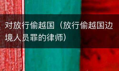 对放行偷越国（放行偷越国边境人员罪的律师）