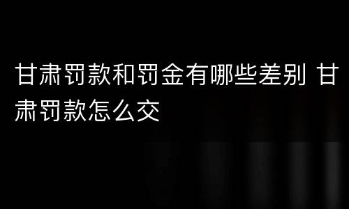 甘肃罚款和罚金有哪些差别 甘肃罚款怎么交