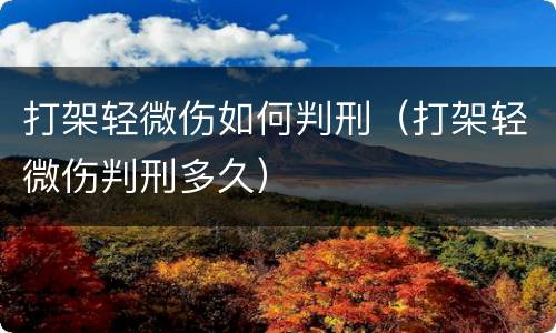打架轻微伤如何判刑（打架轻微伤判刑多久）