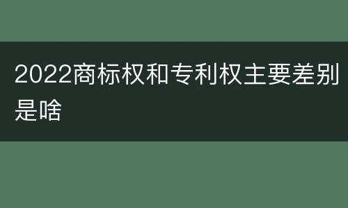 2022商标权和专利权主要差别是啥