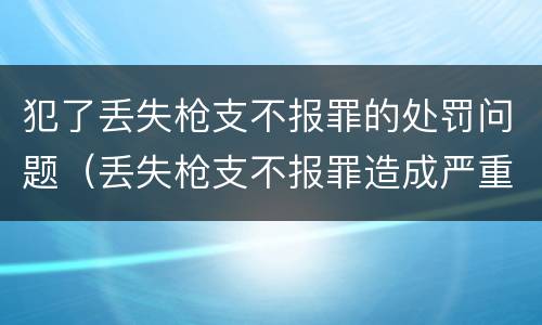 犯了丢失枪支不报罪的处罚问题（丢失枪支不报罪造成严重后果）