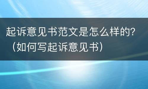起诉意见书范文是怎么样的？（如何写起诉意见书）