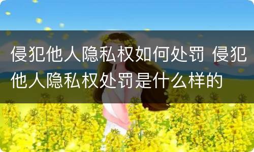 侵犯他人隐私权如何处罚 侵犯他人隐私权处罚是什么样的