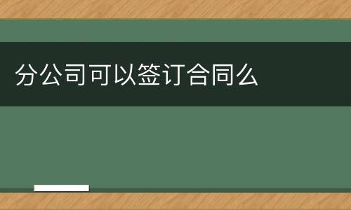 分公司可以签订合同么