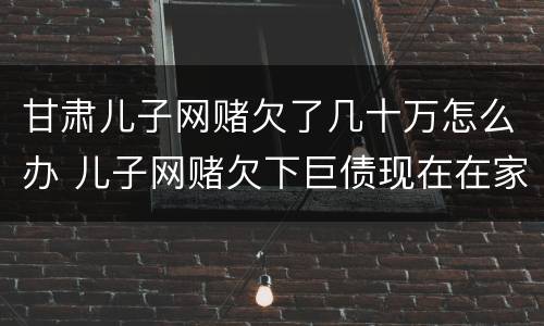 甘肃儿子网赌欠了几十万怎么办 儿子网赌欠下巨债现在在家躺尸