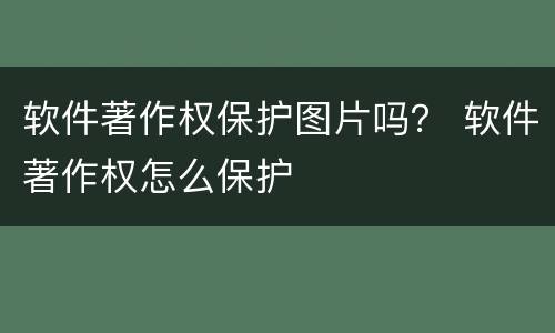软件著作权保护图片吗？ 软件著作权怎么保护