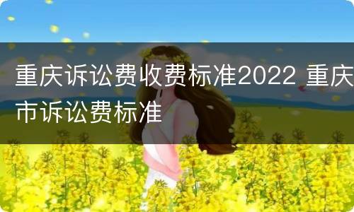 重庆诉讼费收费标准2022 重庆市诉讼费标准