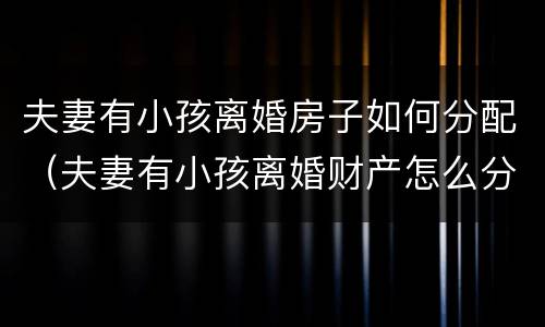 夫妻有小孩离婚房子如何分配（夫妻有小孩离婚财产怎么分配）
