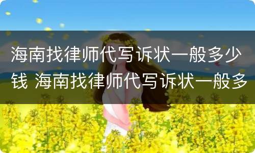 海南找律师代写诉状一般多少钱 海南找律师代写诉状一般多少钱一份