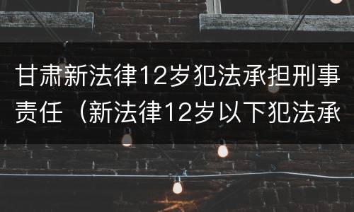 甘肃新法律12岁犯法承担刑事责任（新法律12岁以下犯法承担刑事责任）