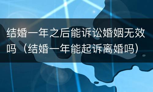 结婚一年之后能诉讼婚姻无效吗（结婚一年能起诉离婚吗）