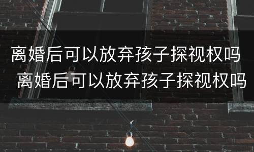 离婚后可以放弃孩子探视权吗 离婚后可以放弃孩子探视权吗女方