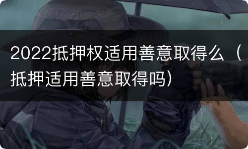 2022抵押权适用善意取得么（抵押适用善意取得吗）