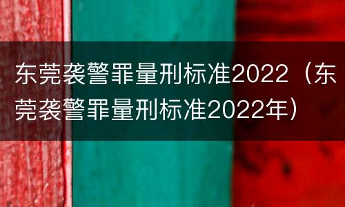 东莞袭警罪量刑标准2022（东莞袭警罪量刑标准2022年）