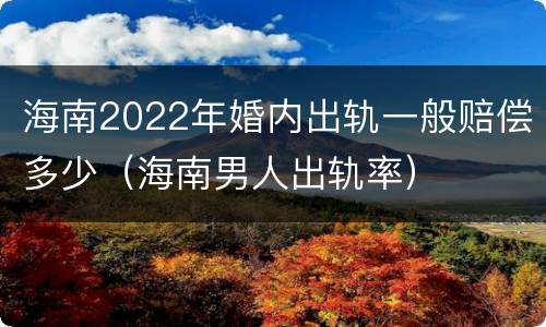 海南2022年婚内出轨一般赔偿多少（海南男人出轨率）