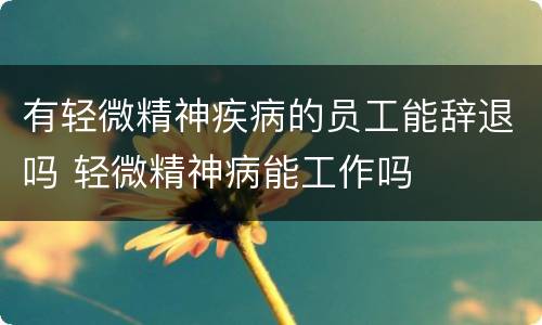 有轻微精神疾病的员工能辞退吗 轻微精神病能工作吗