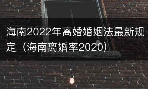 海南2022年离婚婚姻法最新规定（海南离婚率2020）