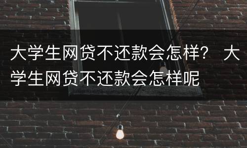 大学生网贷不还款会怎样？ 大学生网贷不还款会怎样呢