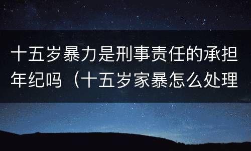 十五岁暴力是刑事责任的承担年纪吗（十五岁家暴怎么处理）