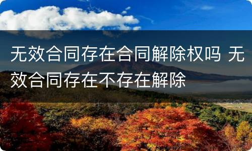 无效合同存在合同解除权吗 无效合同存在不存在解除