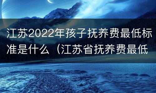 江苏2022年孩子抚养费最低标准是什么（江苏省抚养费最低标准是多少）