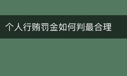 个人行贿罚金如何判最合理