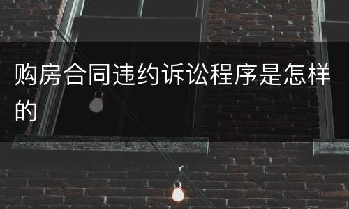 购房合同违约诉讼程序是怎样的