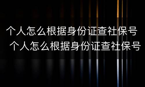 个人怎么根据身份证查社保号 个人怎么根据身份证查社保号码