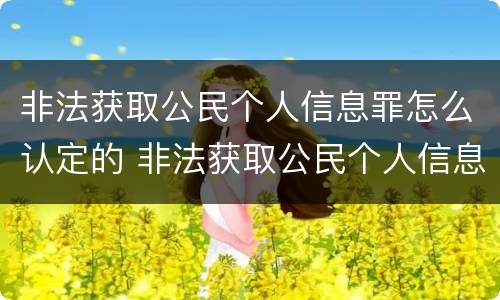 非法获取公民个人信息罪怎么认定的 非法获取公民个人信息罪司法解释