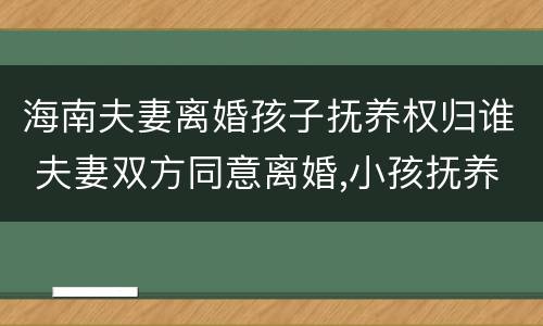 海南夫妻离婚孩子抚养权归谁 夫妻双方同意离婚,小孩抚养权归谁?