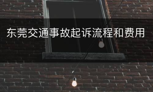 东莞交通事故起诉流程和费用