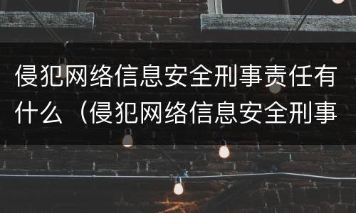 侵犯网络信息安全刑事责任有什么（侵犯网络信息安全刑事责任有什么影响）