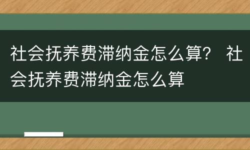 社会抚养费滞纳金怎么算？ 社会抚养费滞纳金怎么算