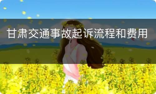 甘肃交通事故起诉流程和费用