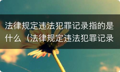 法律规定违法犯罪记录指的是什么（法律规定违法犯罪记录指的是什么）