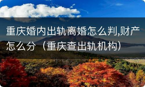 重庆婚内出轨离婚怎么判,财产怎么分（重庆查出轨机构）