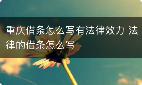 重庆借条怎么写有法律效力 法律的借条怎么写