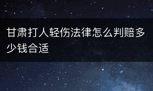 甘肃打人轻伤法律怎么判赔多少钱合适