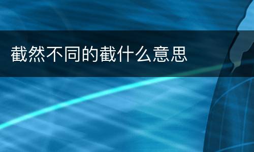 截然不同的截什么意思