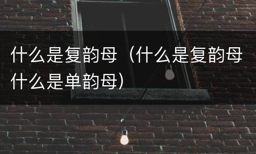 什么是复韵母（什么是复韵母什么是单韵母）