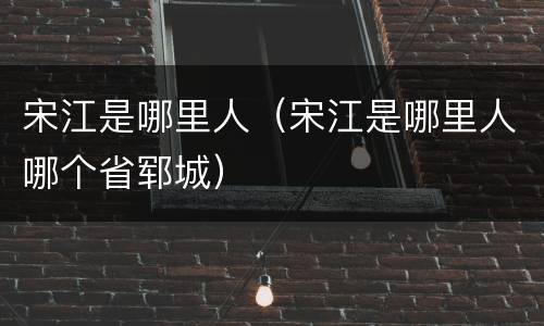 宋江是哪里人（宋江是哪里人哪个省郓城）