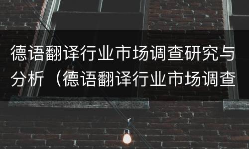 德语翻译行业市场调查研究与分析（德语翻译行业市场调查研究与分析论文）