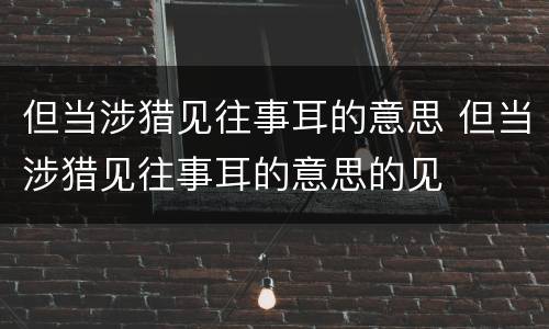 但当涉猎见往事耳的意思 但当涉猎见往事耳的意思的见