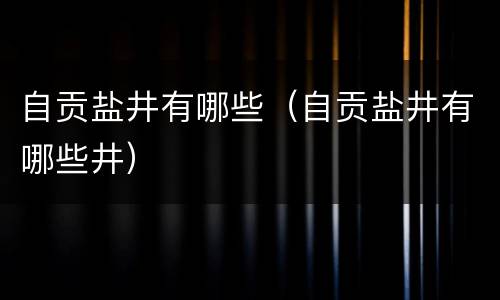 自贡盐井有哪些（自贡盐井有哪些井）