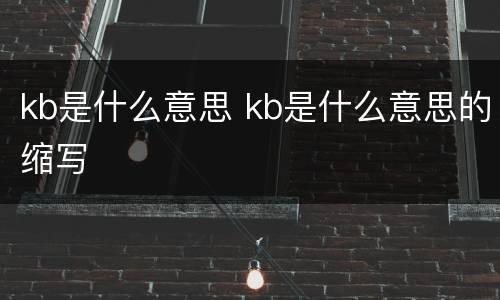 kb是什么意思 kb是什么意思的缩写