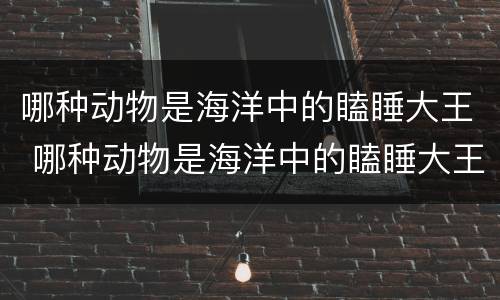 哪种动物是海洋中的瞌睡大王 哪种动物是海洋中的瞌睡大王?