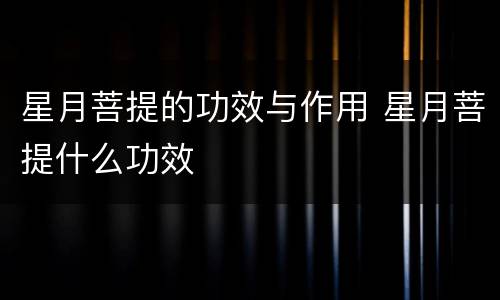 星月菩提的功效与作用 星月菩提什么功效