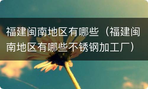 福建闽南地区有哪些（福建闽南地区有哪些不锈钢加工厂）